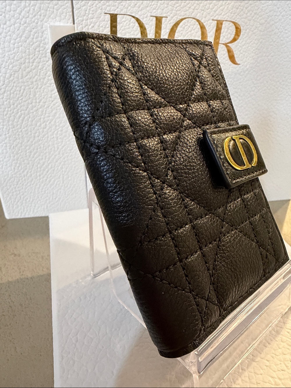 DIOR | ✨NEW✨ Dior Caro Dandelion Card Holder in Black Supple Cannage Calfskin - Picture 6 of 11